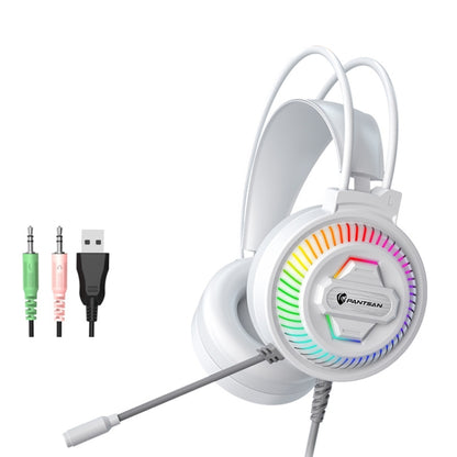 PANTSAN PSH-400 USB Computer Head-Mounted Luminous RGB Wired Headset, 3.5mm Single Plug, 3.5mm Black, 3.5mm Pink, 3.5mm White, 3.5mm Pink+Cat Ear, 7.1 USB