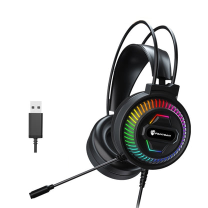 PANTSAN PSH-400 USB Computer Head-Mounted Luminous RGB Wired Headset, 3.5mm Single Plug, 3.5mm Black, 3.5mm Pink, 7.1 USB
