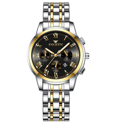 FNGEEN 4006 Ladies Quartz Watch Fashion Luminous Date Display Watch, Gold Blue Surface, Gold Black Surface, Gold Golden Surface, Gold White Surface, White Steel Blue Surface, White Steel Green Surface, White Steel Black Surface, White Steel White Surfa...