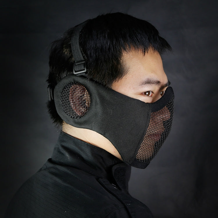WoSporT Half Face Metal Net Field  Ear Protection Outdoor Cycling Steel Tactical Mask