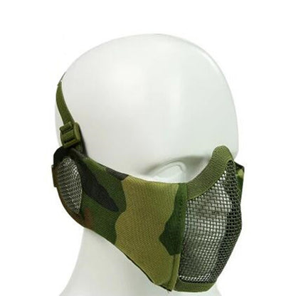 WoSporT Half Face Metal Net Field  Ear Protection Outdoor Cycling Steel Tactical Mask