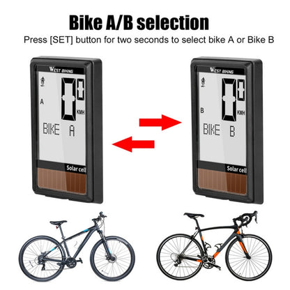 WEST BIKING Wireless Solar Code Table Mountain Road Bike Large Character Code Table Five Language Waterproof Speedometer, WEST BIKING Speedometer