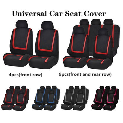 Universal Car Seat Cover Polyester Fabric Automobile Seat Covers Car Seat Cover Vehicle Seat Protector Interior Accessories, 4pcs Set Black, 4pcs Set Red, 4pcs Set Beige, 4pcs Set Gray, 4pcs Set Blue, 4pcs Set Pink, 9pcs Set Black, 9pcs Set Red        ...