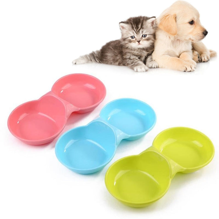 Durable Candy-colored Plastic Pet Double Bowl Cat Dog Bowl, Random Color Delivery, Pet Double Bowl