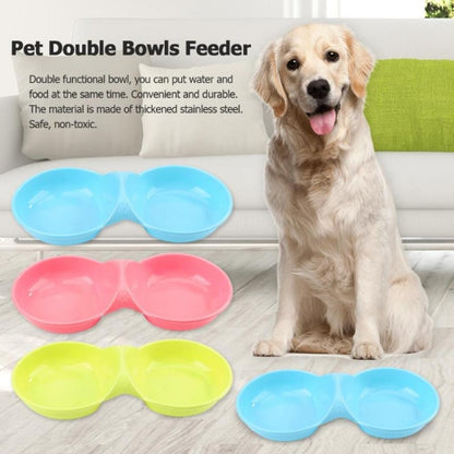 Durable Candy-colored Plastic Pet Double Bowl Cat Dog Bowl, Random Color Delivery, Pet Double Bowl