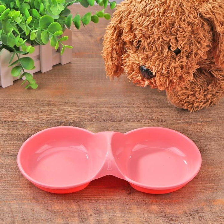 Durable Candy-colored Plastic Pet Double Bowl Cat Dog Bowl, Random Color Delivery, Pet Double Bowl