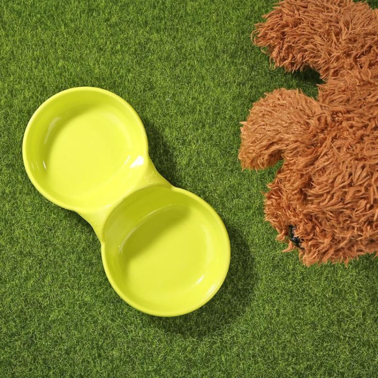 Durable Candy-colored Plastic Pet Double Bowl Cat Dog Bowl, Random Color Delivery, Pet Double Bowl
