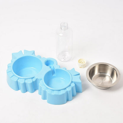 Pet Supplies Automatic Waterer Dog Cat Food Double Bowl, Pink, Blue, Green
