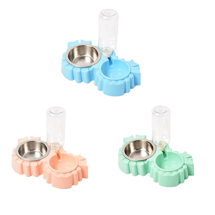 Pet Supplies Automatic Waterer Dog Cat Food Double Bowl, Pink, Blue, Green