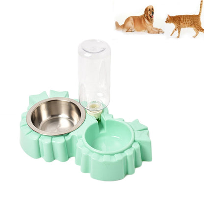 Pet Supplies Automatic Waterer Dog Cat Food Double Bowl, Pink, Blue, Green