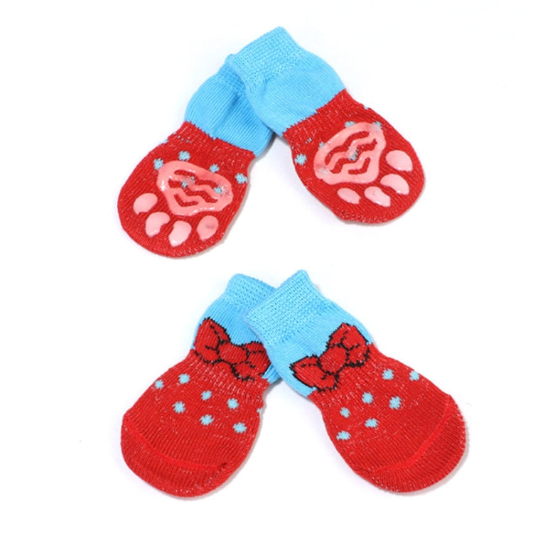 4pcs /Set  Pet Dog Puppy Cat Shoes Slippers Non-Slip Socks Pet Cute Indoor for Small Dogs Cats Snow Boots Socks, S, M
