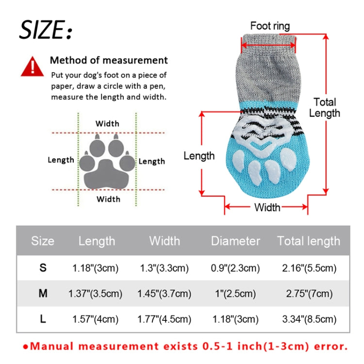 4pcs /Set  Pet Dog Puppy Cat Shoes Slippers Non-Slip Socks Pet Cute Indoor for Small Dogs Cats Snow Boots Socks, S, M