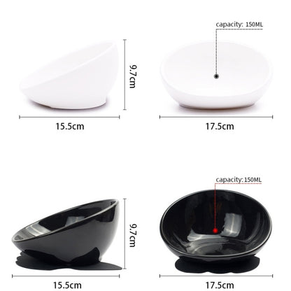Pet Dog Ceramic Universal Non-slip Food Bowl Feeder, White Bowl + Orange Mat, White Bowl + Red Mat, Black Bowl + Black Mat