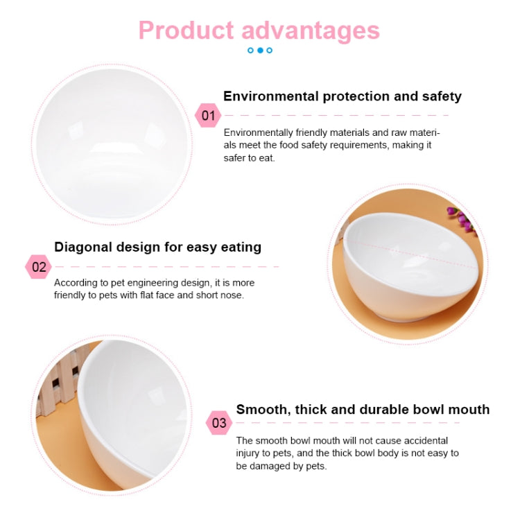 Pet Dog Ceramic Universal Non-slip Food Bowl Feeder, White Bowl + Orange Mat, White Bowl + Red Mat, Black Bowl + Black Mat