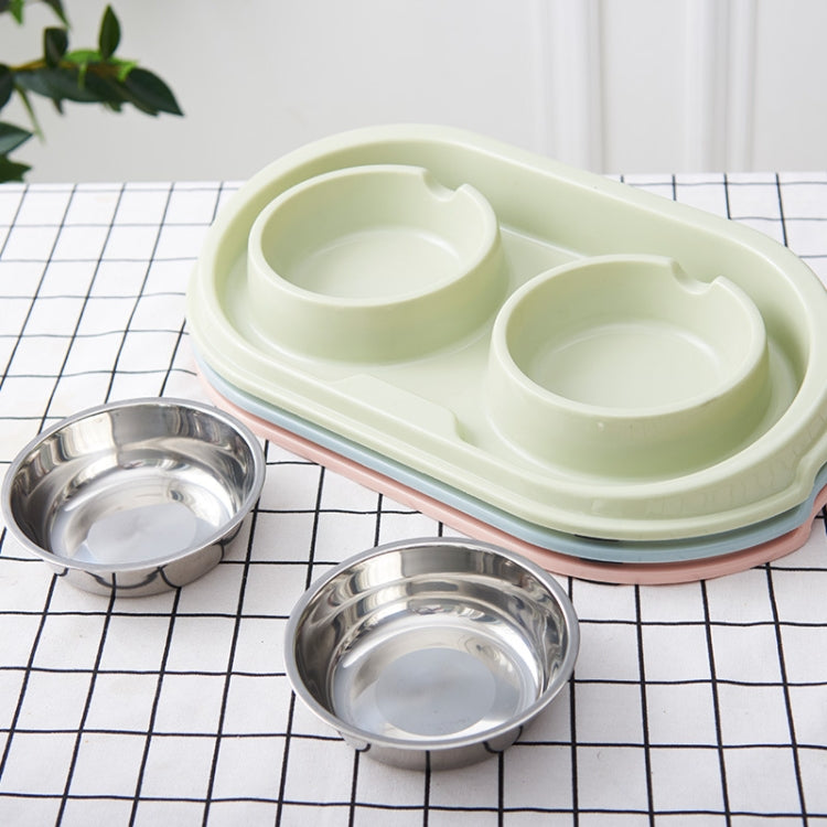 Pet Supplies Stainless Steel Plastic Anti-skid Leak-proof Cat and Dog Bowls, Blue, Pink, Green