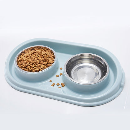 Pet Supplies Stainless Steel Plastic Anti-skid Leak-proof Cat and Dog Bowls, Blue, Pink, Green