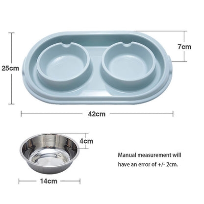 Pet Supplies Stainless Steel Plastic Anti-skid Leak-proof Cat and Dog Bowls, Blue, Pink, Green