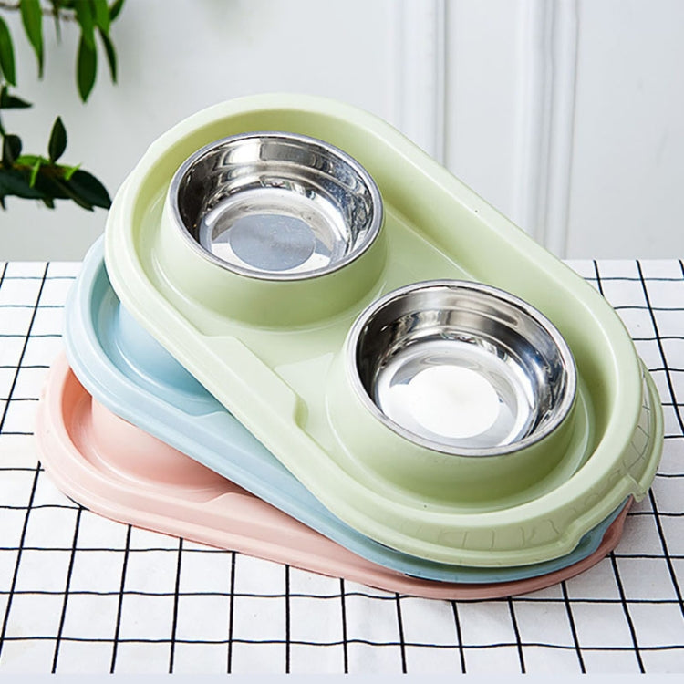 Pet Supplies Stainless Steel Plastic Anti-skid Leak-proof Cat and Dog Bowls, Blue, Pink, Green