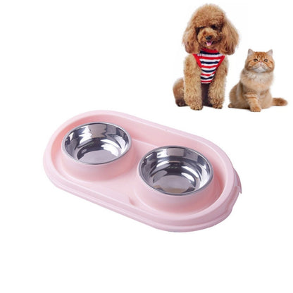 Pet Supplies Stainless Steel Plastic Anti-skid Leak-proof Cat and Dog Bowls, Blue, Pink, Green