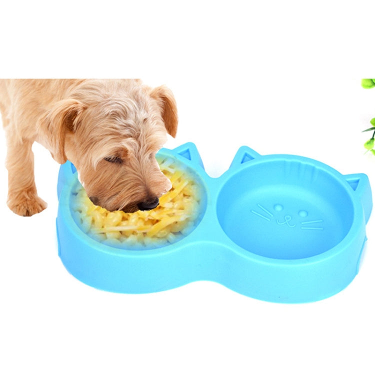Dog and Cat Face Printed Double Bowl  Plastic Food Bowl Pet Products, Blue, Green, Rose Red, Big Red