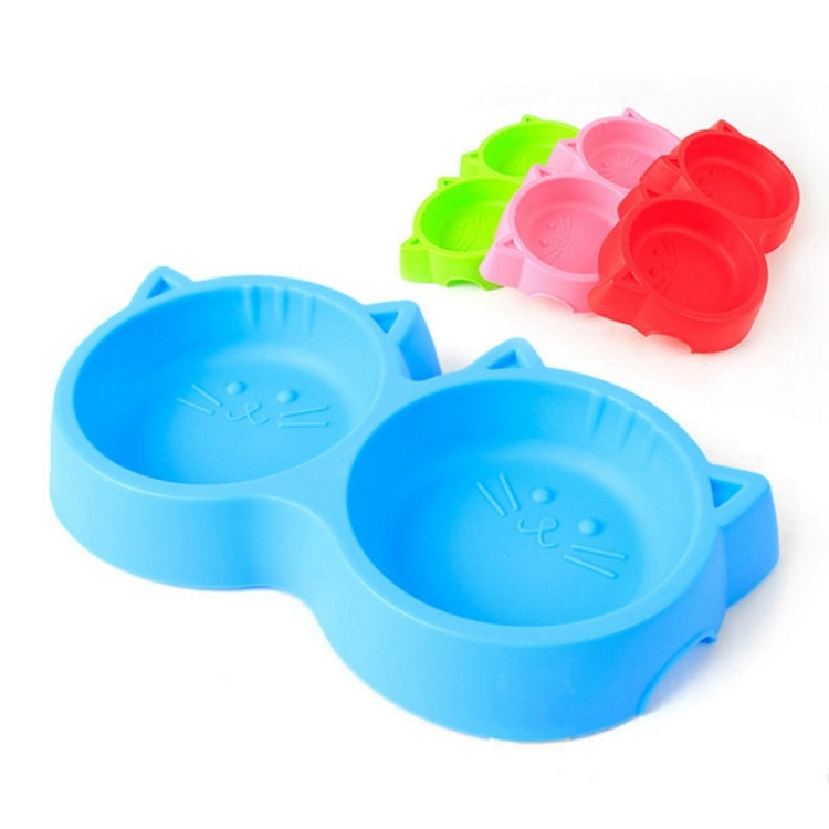 Dog and Cat Face Printed Double Bowl  Plastic Food Bowl Pet Products, Blue, Green, Rose Red, Big Red