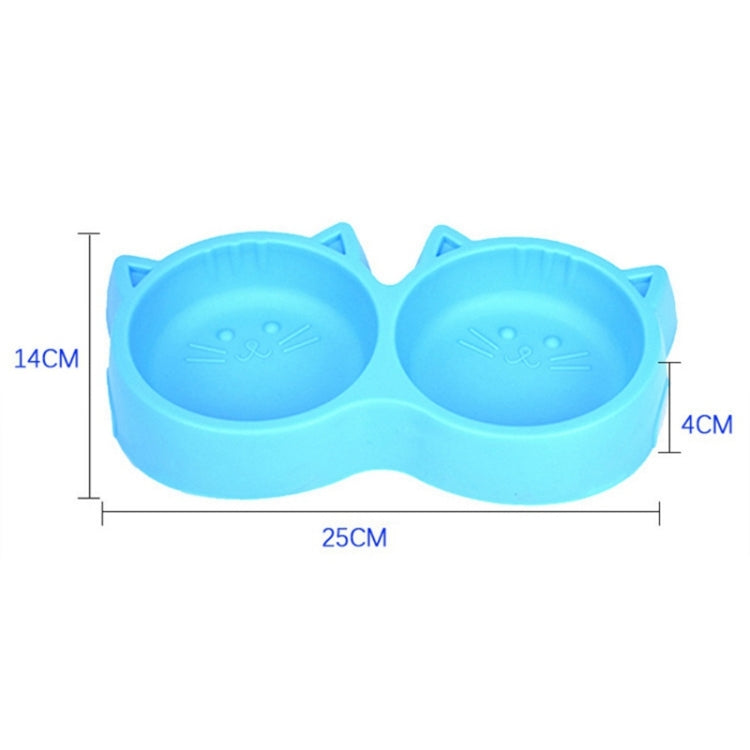 Dog and Cat Face Printed Double Bowl  Plastic Food Bowl Pet Products, Blue, Green, Rose Red, Big Red