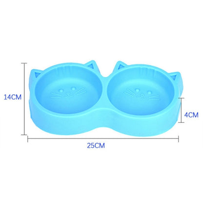 Dog and Cat Face Printed Double Bowl  Plastic Food Bowl Pet Products, Blue, Green, Rose Red, Big Red
