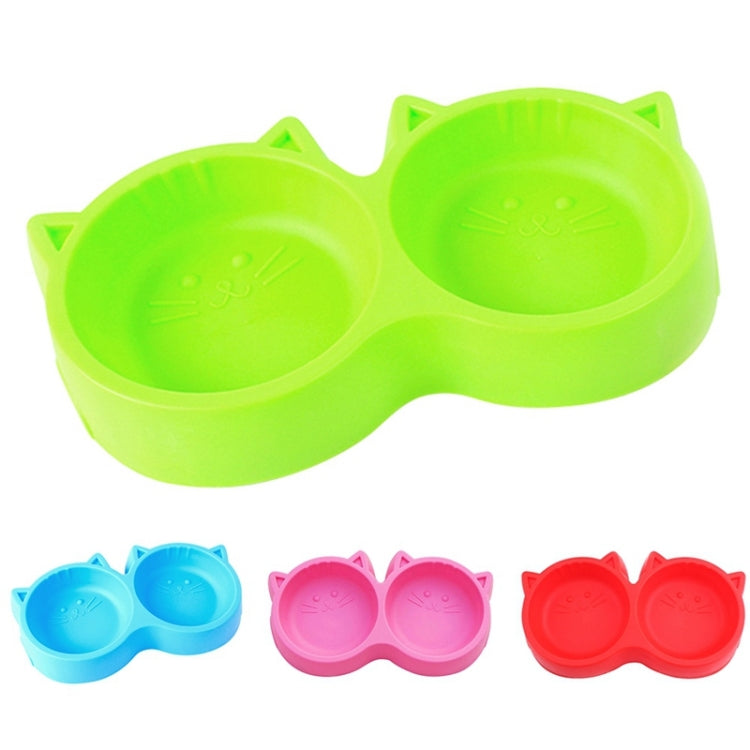Dog and Cat Face Printed Double Bowl  Plastic Food Bowl Pet Products, Blue, Green, Rose Red, Big Red