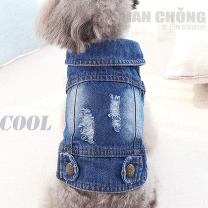 Retro Personality Denim Small Vest Pet Dog Clothes Pet Jacket, L, XL, XS, M