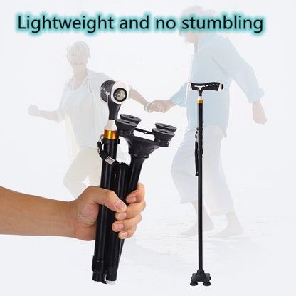 Aluminum Alloy Folding Lighted Crutches Elderly Telescopic Non-slip Four-foot Cane Crutches, Four-foot for Elder