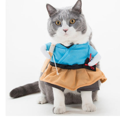 Funny Cat Dog Costume Uniform Suit Cat Clothes Costume Puppy Clothes Dressing Up Suit Party Clothing for Cat Cosplay Clothes, S, XL