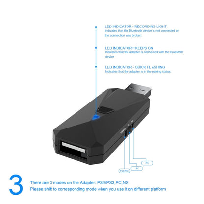 JYS-P4135 Wired + Wireless Bluetooth Gamepad Converter Adapter For PS4 / PS3 / Switch / PC, For PS4 / PS3 / Switch / PC