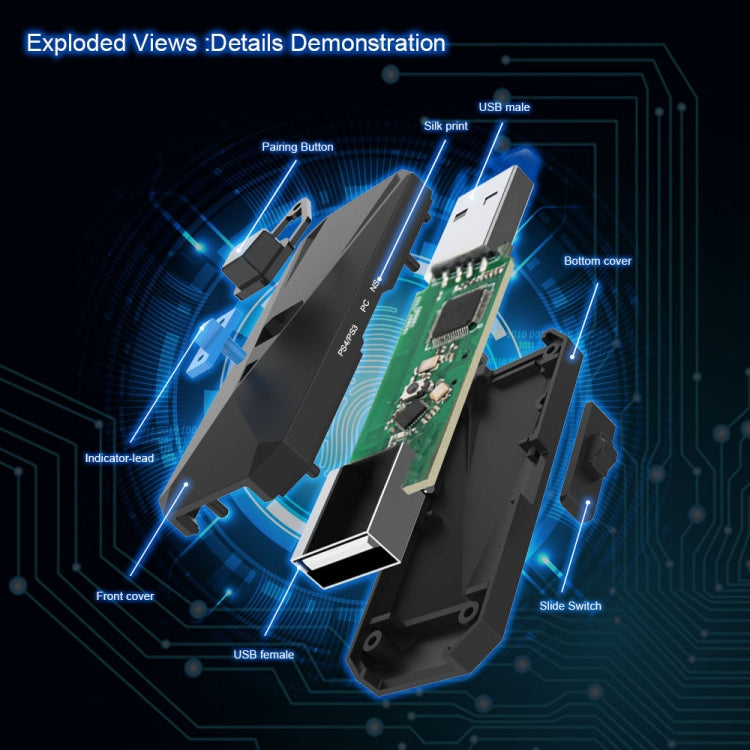 JYS-P4135 Wired + Wireless Bluetooth Gamepad Converter Adapter For PS4 / PS3 / Switch / PC, For PS4 / PS3 / Switch / PC