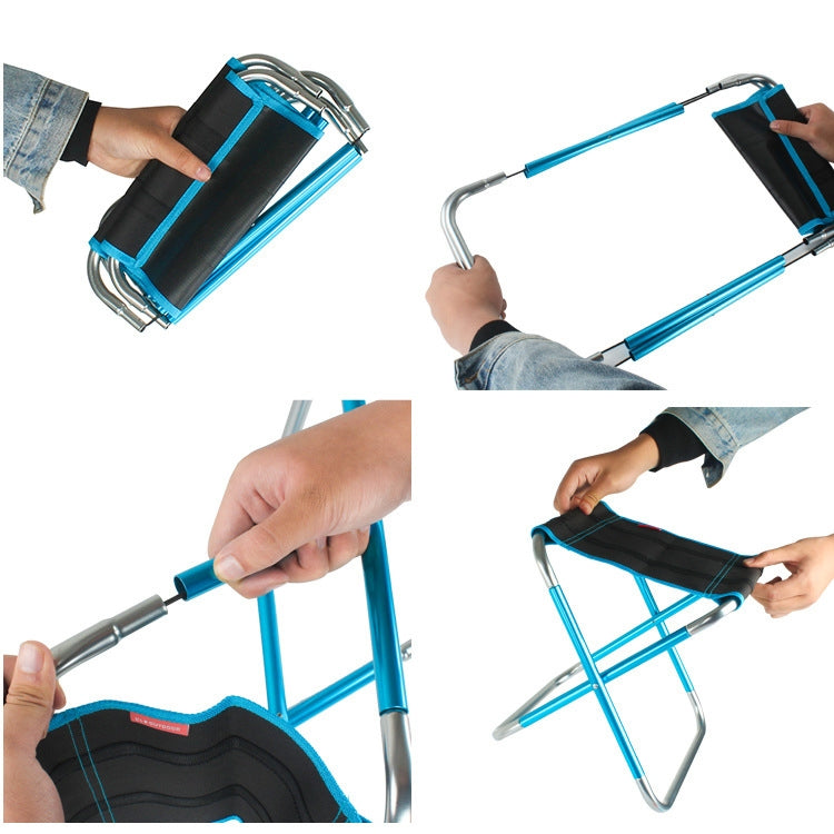 CLS Large 7075 Aluminum Alloy Outdoor Folding Stool Portable BBQ Fishing Folding Chair, Size: 30x25x31cm, CLS Large 7075(Black)