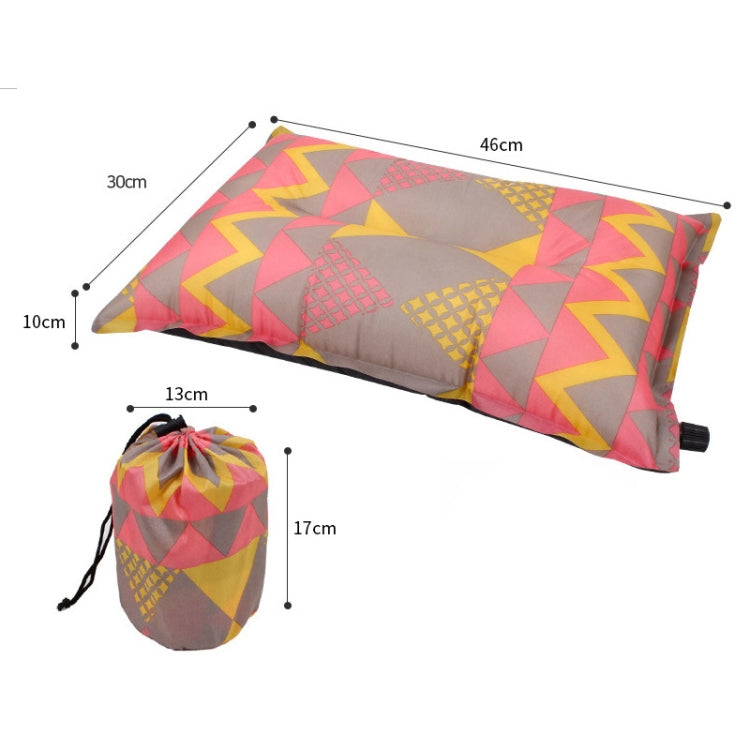 Portable Ethnic Style Automatic Inflatable Pillows Outdoor Camping Tent Camping Equipment Car Travel Pillows, Navy Blue Stripes, Orange Stripes, Red Yellow Printing, Gray Blue Print