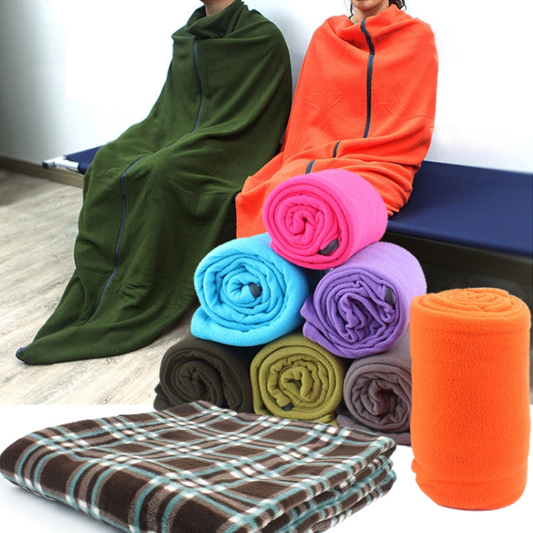 Outdoor Fleece Sleeping Bag Camping Trip Air Conditioner Dirty Sleeping Bag Separated By Knee Blanket During Lunch Break, Extra Thick Section (Plaid Cloth), Thickened (Blue), Thickened (Army Green), Thickened (Grass Green), Thickened (Gray)