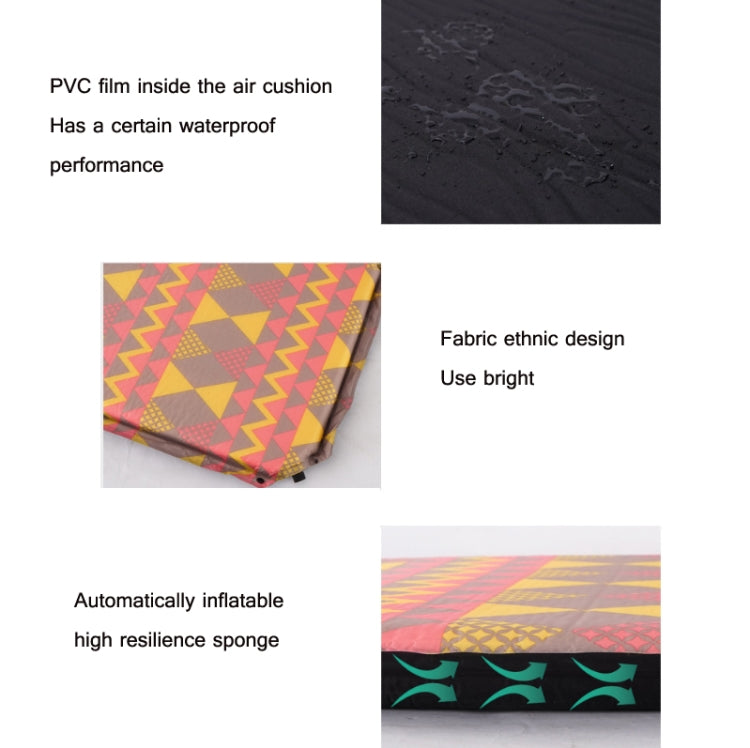 Double Air Hole Automatic Inflatable Pad Outdoor Camping Tent Pad Moisture-Proof Stitched Lunch Break Sleeping Pad, 182x60cm Gray Blue, 182x60cm Red Yellow