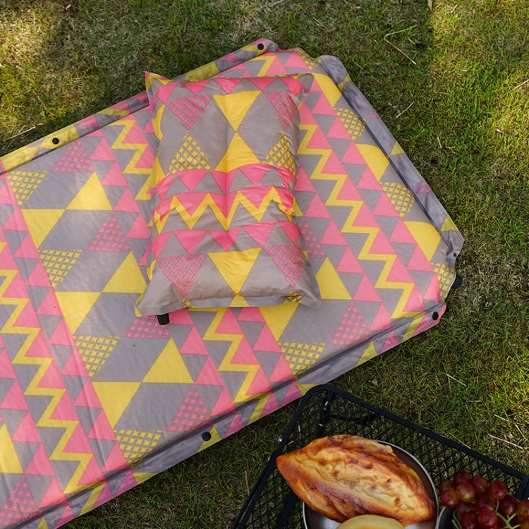 Double Air Hole Automatic Inflatable Pad Outdoor Camping Tent Pad Moisture-Proof Stitched Lunch Break Sleeping Pad, 182x60cm Gray Blue, 182x60cm Red Yellow