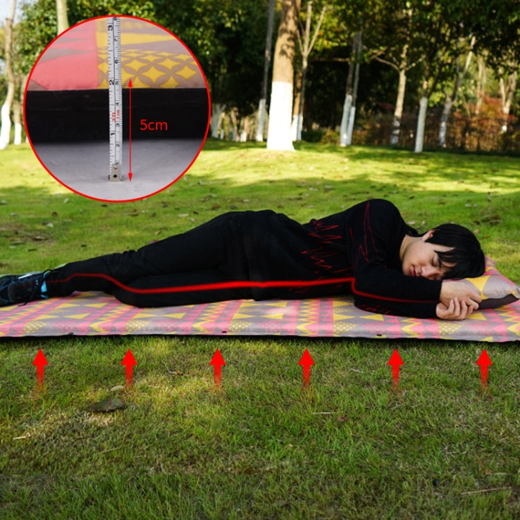Double Air Hole Automatic Inflatable Pad Outdoor Camping Tent Pad Moisture-Proof Stitched Lunch Break Sleeping Pad, 182x60cm Gray Blue, 182x60cm Red Yellow