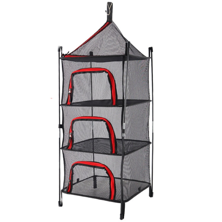 Outdoor Folding Drying Net Four-Layer Storage Basket Storage Basket Camping Drying Fish Drying Net Rack Hanging Basket, Four-Layer Storage Basket(Red), Four-Layer Storage Basket(Green)