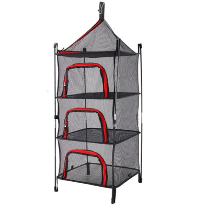 Outdoor Folding Drying Net Four-Layer Storage Basket Storage Basket Camping Drying Fish Drying Net Rack Hanging Basket, Four-Layer Storage Basket(Red), Four-Layer Storage Basket(Green)
