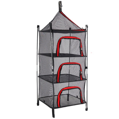 Outdoor Folding Drying Net Four-Layer Storage Basket Storage Basket Camping Drying Fish Drying Net Rack Hanging Basket, Four-Layer Storage Basket(Red), Four-Layer Storage Basket(Green)