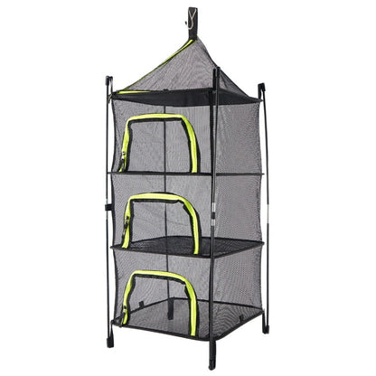 Outdoor Folding Drying Net Four-Layer Storage Basket Storage Basket Camping Drying Fish Drying Net Rack Hanging Basket, Four-Layer Storage Basket(Red), Four-Layer Storage Basket(Green)