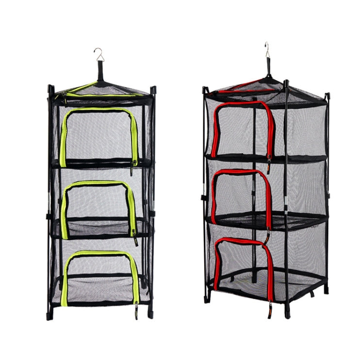 Outdoor Folding Drying Net Four-Layer Storage Basket Storage Basket Camping Drying Fish Drying Net Rack Hanging Basket, Four-Layer Storage Basket(Red), Four-Layer Storage Basket(Green)