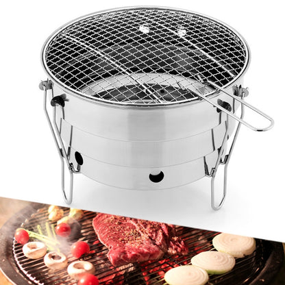 Small BBQ Outdoor Stainless Steel Portable BBQ Grilled Net Camping Picnic Charcoal Folding Oven, 28x21.5cm