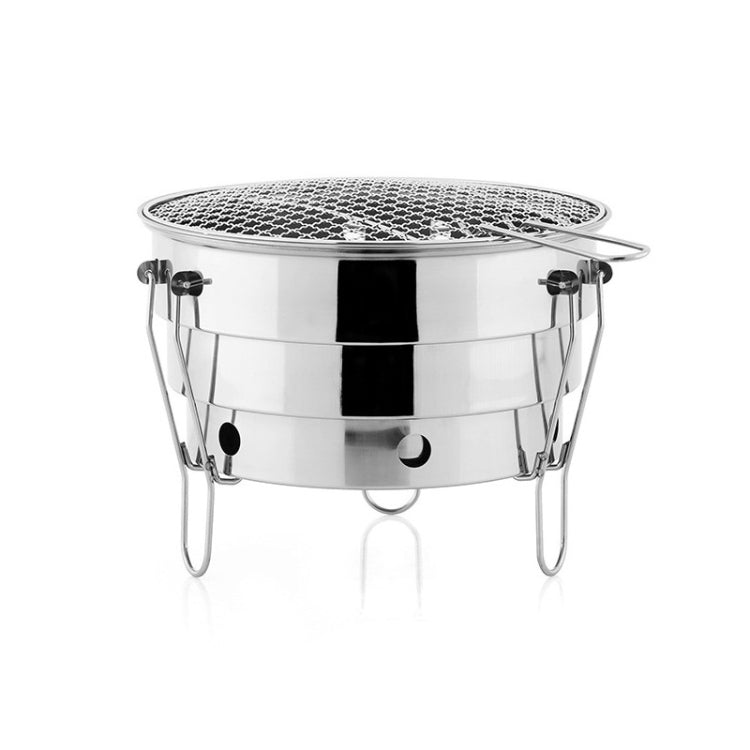 Small BBQ Outdoor Stainless Steel Portable BBQ Grilled Net Camping Picnic Charcoal Folding Oven, 28x21.5cm