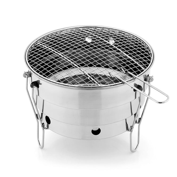 Small BBQ Outdoor Stainless Steel Portable BBQ Grilled Net Camping Picnic Charcoal Folding Oven, 28x21.5cm