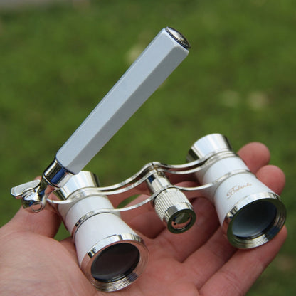Metal 3 X 25 Lady With Handle Chrome Double Cylinder Telescope, Wine Red, White, Black