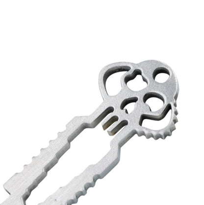 5pcs 12 in 1 Stainless Steel Multi-function Keychain Bottle Opener Screwdriver Wrench Self-defense Outdoor Tools, Wrench