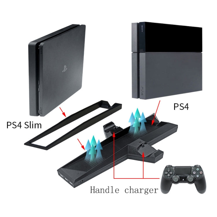 Game Console Radiator And Dual Handle Charging Base For PS4 / PS4 Slim, For PS4 / PS4 Slim